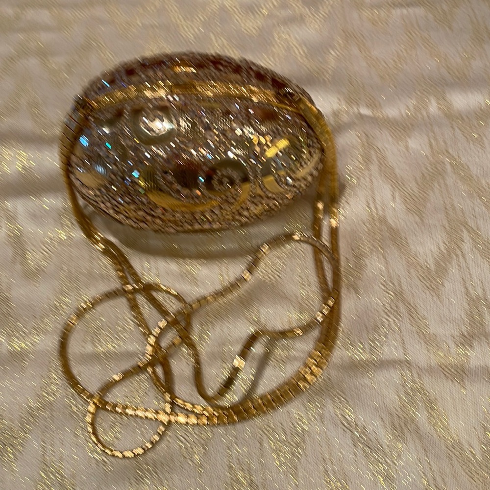 Judith Leiber gold crystal 5 1/2” x 4 1/2” vintage